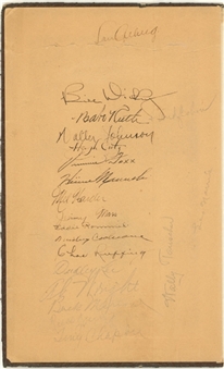 Babe Ruth & Lou Gehrig Multi-Signed Baseball Greats Book Cover With 20 Signatures Including Ruth, Gehrig, Johnson, Foxx, Dickey & Cochrane (JSA & Goudey LOA)